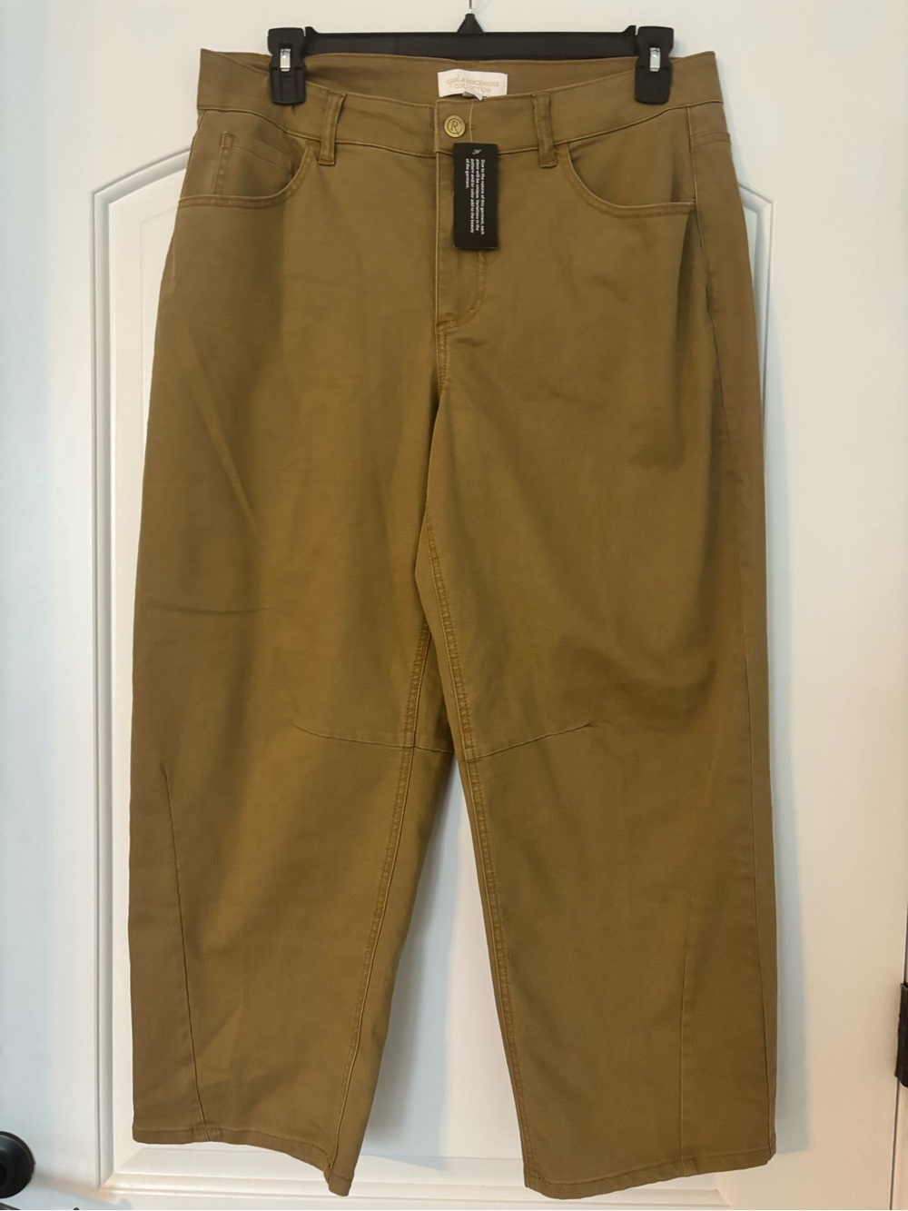 NWT Carla Rockmore Collection Wide Leg Utility Barrel Pants Ochre Camel Brown 14